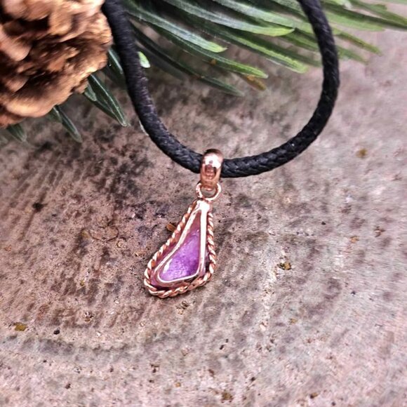 Nature Purple Sugilite Raw Stone S925 Pendant Necklace - Picture 9 of 10
